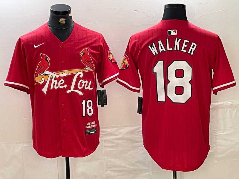 Mens St. Louis Cardinals #18 Jordan Walker Red 2024 City Connect Limited Stitched Baseball Jersey